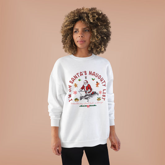 Funny Pilates sweatshirt. Santa on a Pilates reformer. I'm on Santa's Naughty List