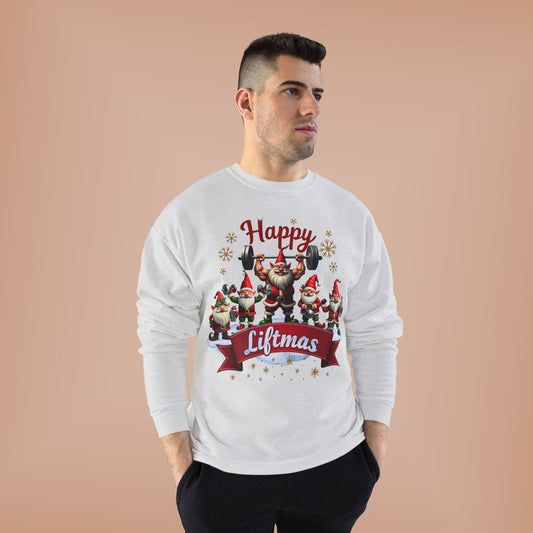 Happy Liftmas Christmas Sweatshirt Funny Gnome training shirte gifte.  Cute Holiday Gym workout top. Unique Gifting for him or her.